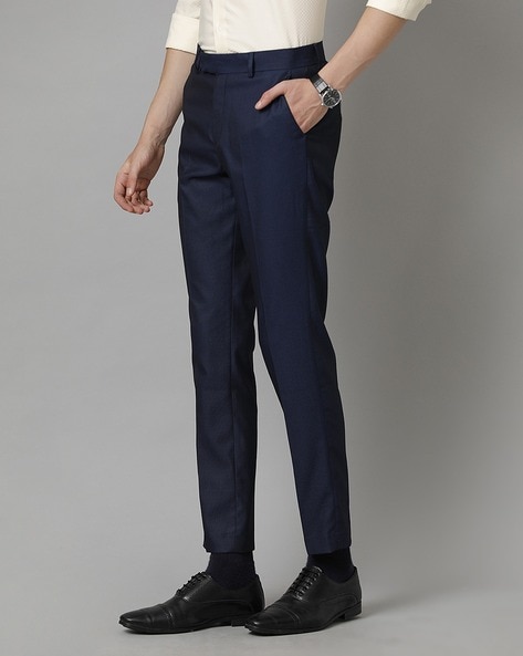 Baltzar Sartorial | Navy Super 100's Wool Flat Front Suit Trousers