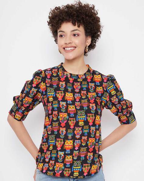 Uptownie Lite Graphic Print High-Neck Top