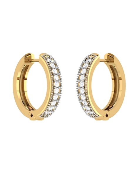 14K Gold Bezel Setting Diamond Huggie Earrings – FERKOS FJ