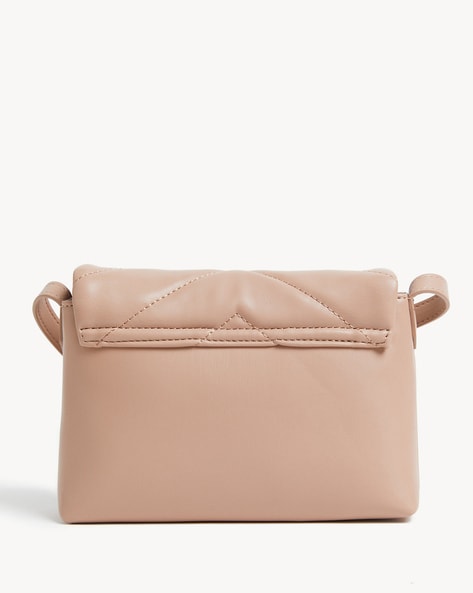 Marks & Spencer Women Quilted Mini Crossbody Bag For Women (Peach, OS)