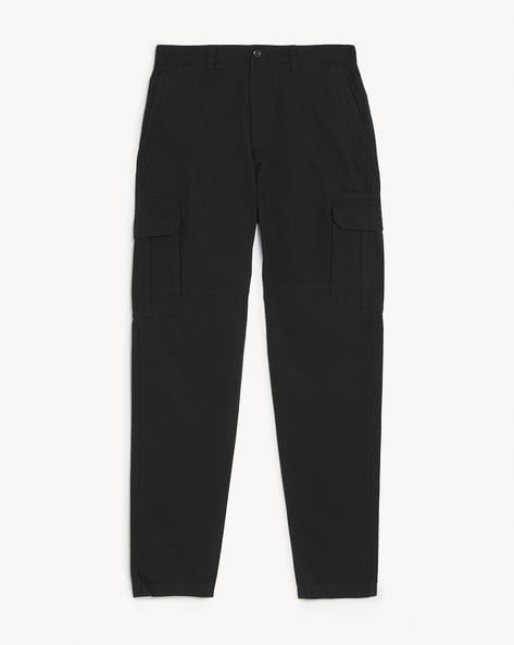 YOURS Plus Size Black Wide Leg Twill Cargo Trousers | Yours Clothing