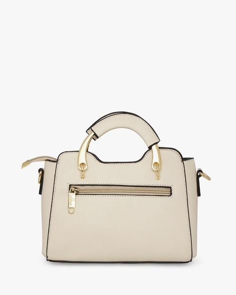 Women Satchel Bag with Brand Logo Accent