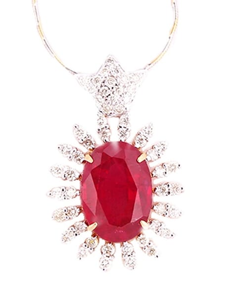 Buy 92.5 Sterling Silver Pendant Necklace Set With Ruby Drops KALKI Fashion  India