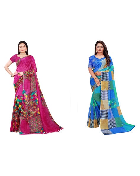 Buy Blue Sarees for Women by FOUR SEASONS Online | Ajio.com