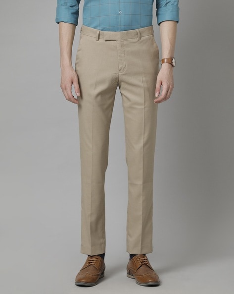 Slim Fit Flat-Front Formal Trousers