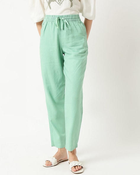 Clearance sale Best deal ⌛ M&S Collection Pure Linen Belted Tapered Trousers  ✨ new series on sale Women's Holiday Shop Sales