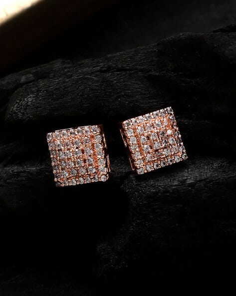 American Diamond Rose Gold Diamante Stud Earrings Buy Rose Gold