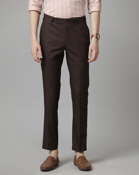 Buy Brown and Black Check Straight Formal Trousers Online | FableStreet