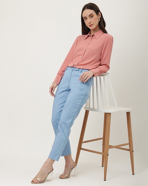 Buy GAWACHA Present Regular Fit Light Blue Pure Cotton Trousers For Women  Online at Best Prices in India - JioMart.