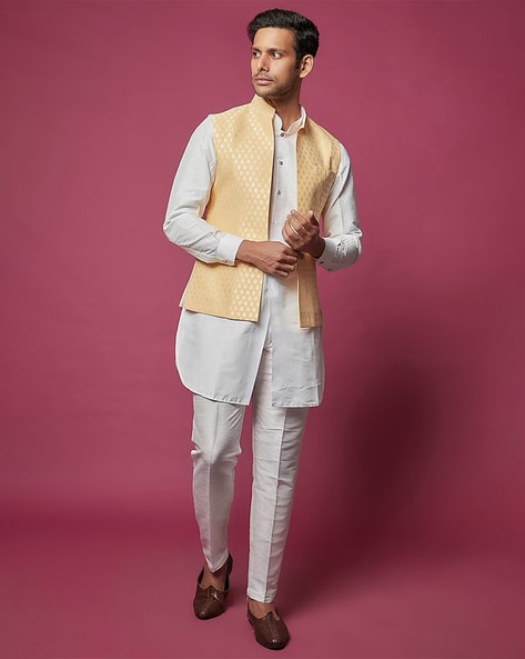 Buy Beige Monga Silk Embroidered Sequins Sherwani With Pants And Kurta For  Men by Varun Bahl Online at Aza Fashions.