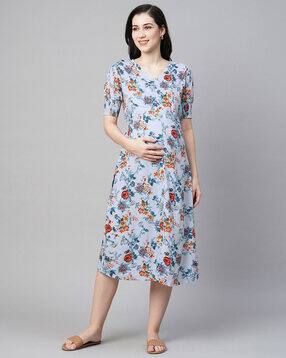 momtobe Floral Print Fit & Flare Dress-picture-14