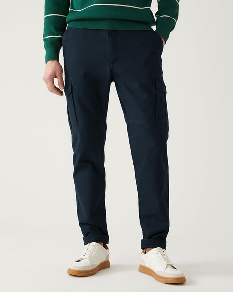 Low-waist cotton cargo trousers with strap - Trousers - BSK Teen | Bershka