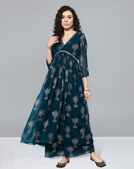 Floral Print  A-line Kurta Set