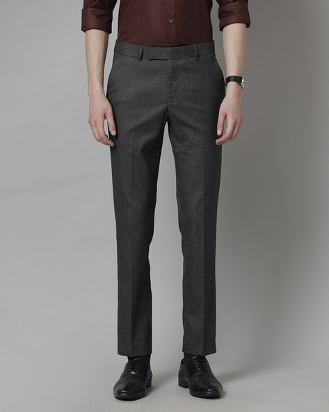 Buy Metal Mens Dark Grey Solid Slim Fit Formal Trouser online-vachngandaiphat.com.vn