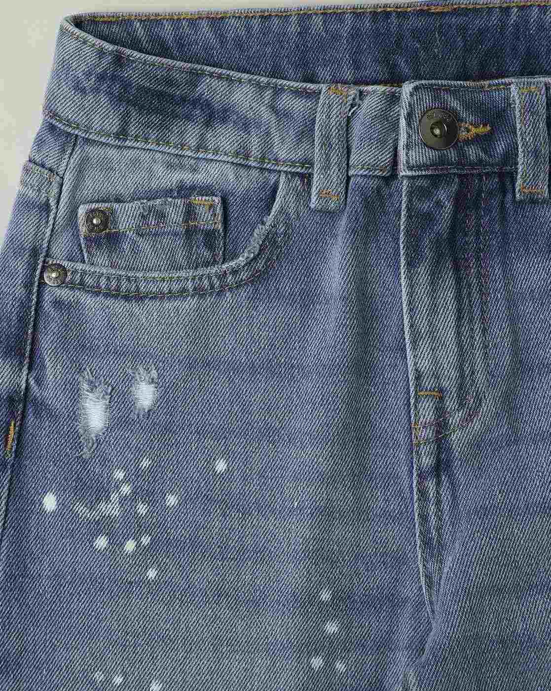 Regular Fit Paint Splat Cotton Jeans