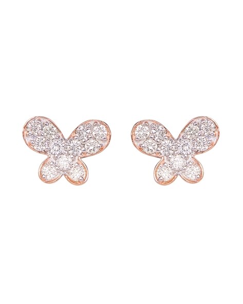 Diamond Butterfly Earrings 14K White Gold Stud 0.14CT Round Cut Natural F  VS2 | eBay