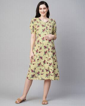 momtobe Floral Print Fit & Flare Dress-picture-15