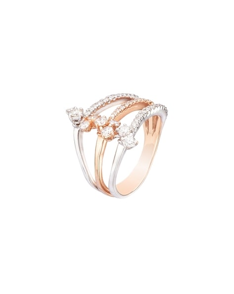 14K White Gold Diamond Ladies Bypass Overlay Fashion Band Right Hand Ring 1  Ct. - JFL Diamonds & Timepieces