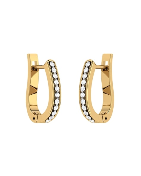 Chunky Gold Hoop Earrings for Women, U Shaped Huggie Earrings with Cub –  Wowshow Jewelry