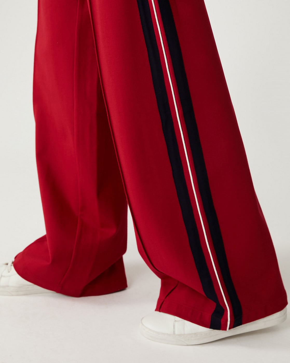 Fendi Red Wool Crepe Side Stripe Detail Wide-Leg Trousers S Fendi | TLC