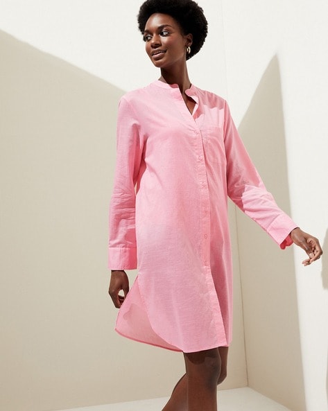 Pure Cotton Beach Cover Up Shirt Dress