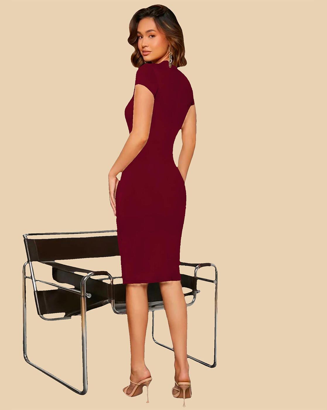 Maroon bandage cheap dress