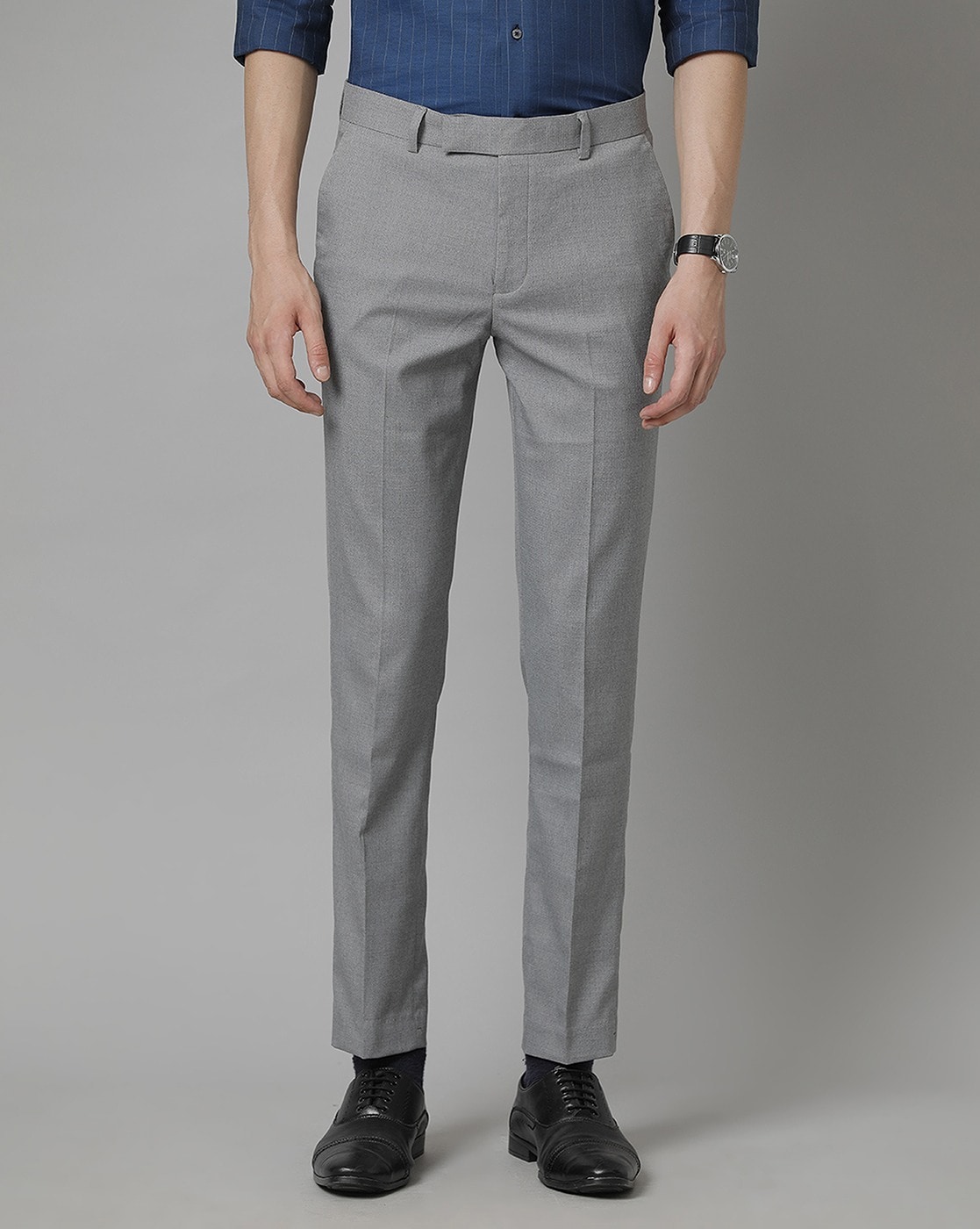 Cantabil Men's Grey Formal Trousers