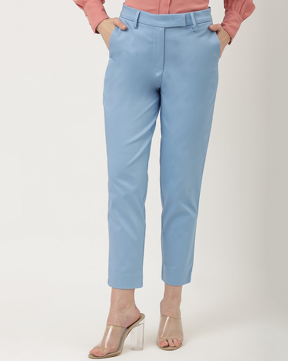Buy Sojanya Sky Blue Regular Slim Fit Trousers for Men Online @ Tata CLiQ