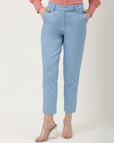 Arket Cropped Wool Blend Twill Trousers | Blue trousers, Trousers, Trousers  women