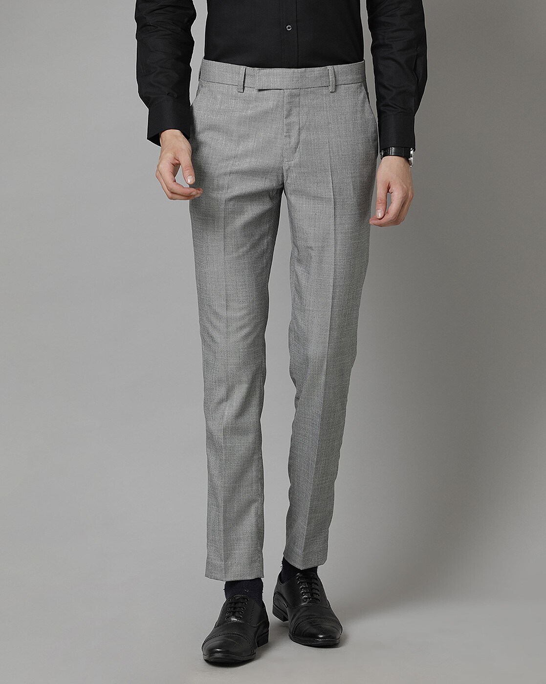 Natural Stretch Twill Suit Pants - Charcoal | Charles Tyrwhitt