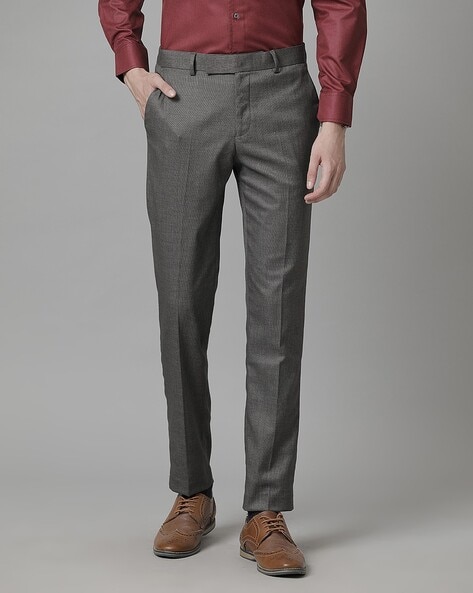 Wardrobe by Westside Solid Grey Formal Trousers