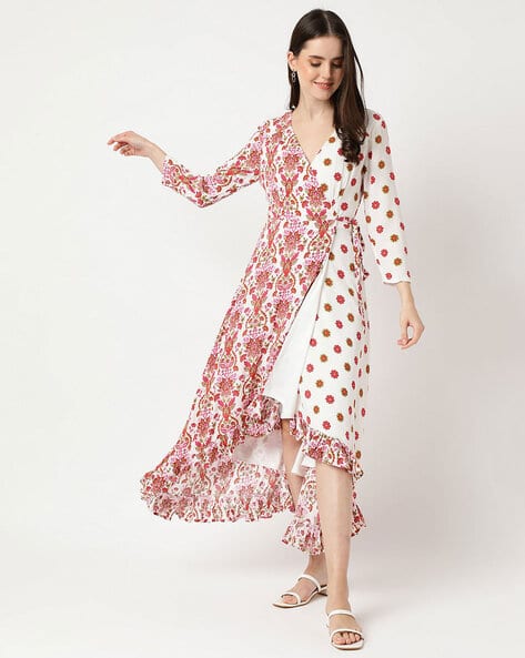 Floral Pure Viscose V-Neck Dress