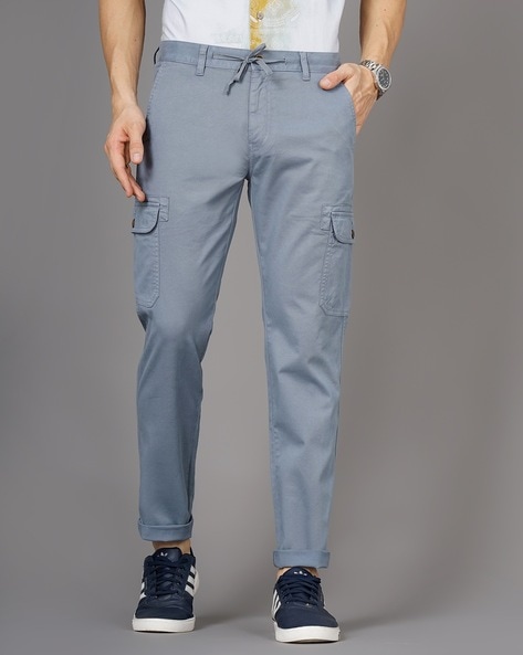 Ketch Men Grey Slim Fit Solid Casual Trousers Joggers