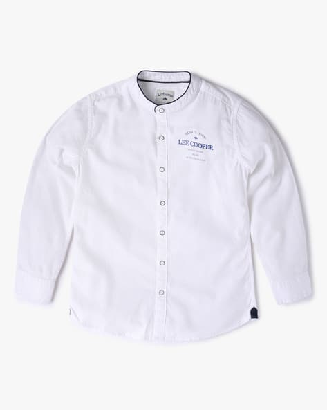 Fashion Lee Cooper Kidswear Cotton Slim Fit Shirt With Band Collar