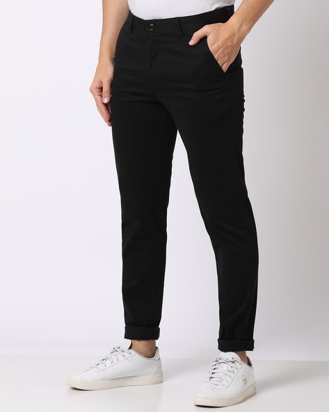 Black Check Double Pleated Tapered Trousers  New Look