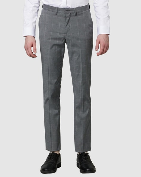 Buy CELIO Solid Black Polyester Formal Trouser online