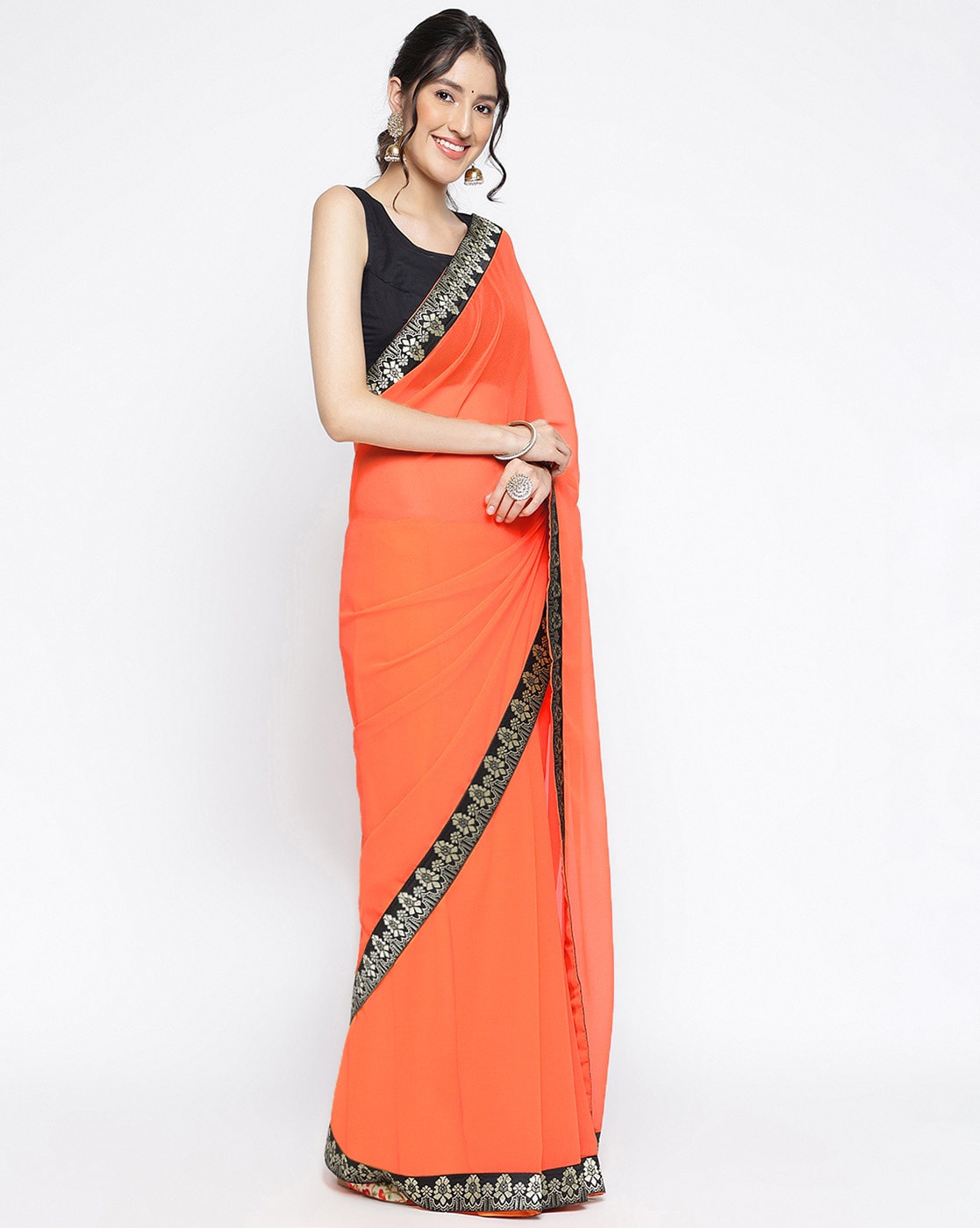 Nayantara Orange Saree | Handwoven Kanchi Silk Cotton Saree for Women