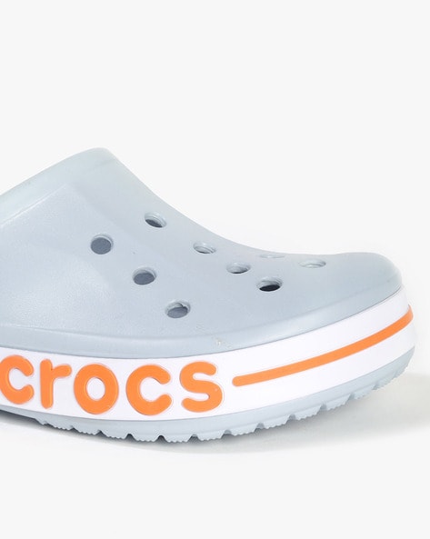 Grey and online orange crocs