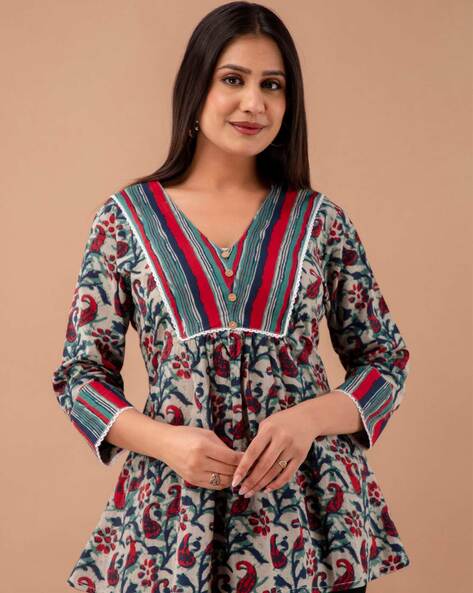 clothing culture multicoloured paisley print a line kurti