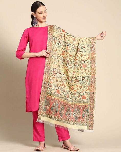 Floral Print Dupatta with Stitched Hem Price in India
