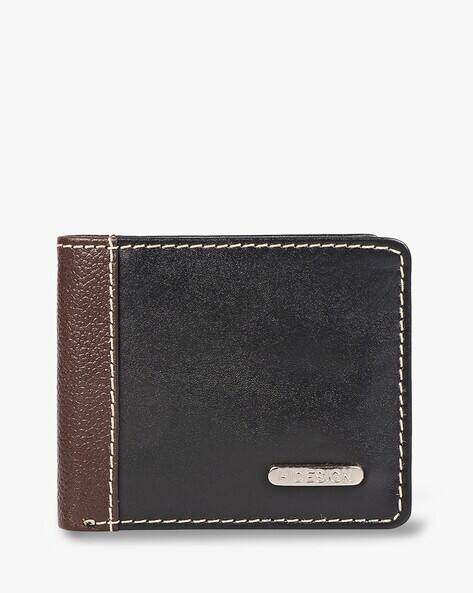 HIDESIGN Men Bi-Fold Wallet with Metal Logo Accent