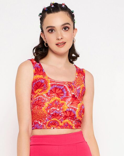 Buy Pink Floral Crop-Top For Women Online in India