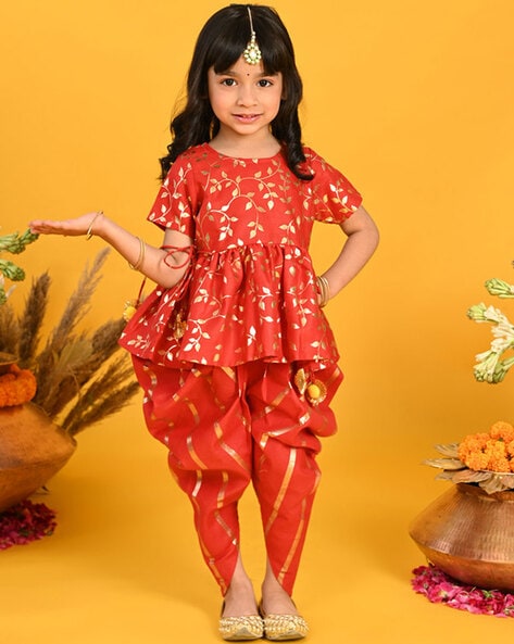 Buy Girl Yellow Printed Motifs Printed Dhoti And Kurta, 53% OFF