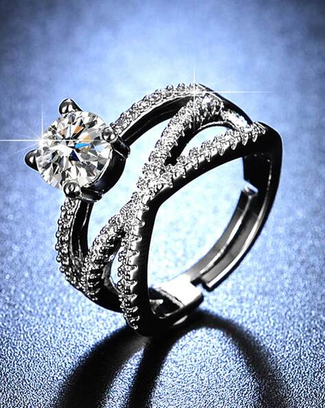 Buy Fida Luxurious Rhodium-Plated American Diamond Finger Rings for Women  online