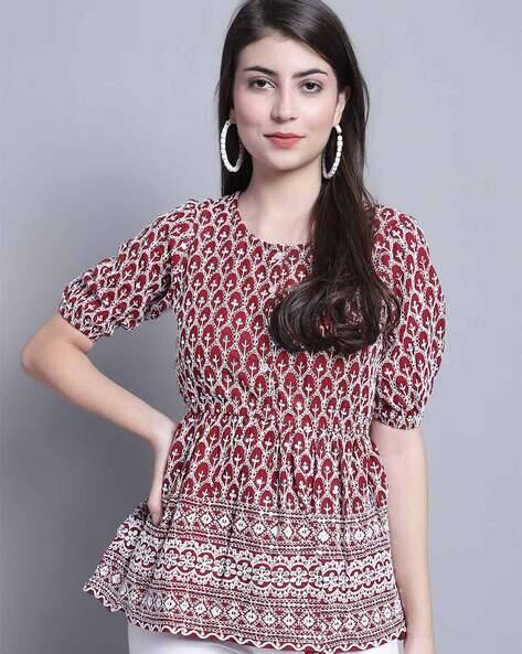 Embroidered Peplum Top