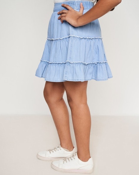 Front Button 3 tiered Denim Skirt – Aquarius Brand