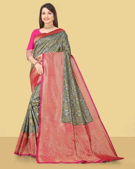 Buy Fancy Fab Self Design Banarasi Georgette, Crepe Red, White Sarees  Online @ Best Price In India | Flipkart.com