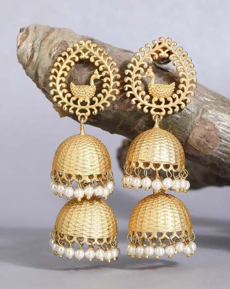 Fashion Oxidize Matte Polish Handmade Stone Work Jhumka Earring for Girls &  Women