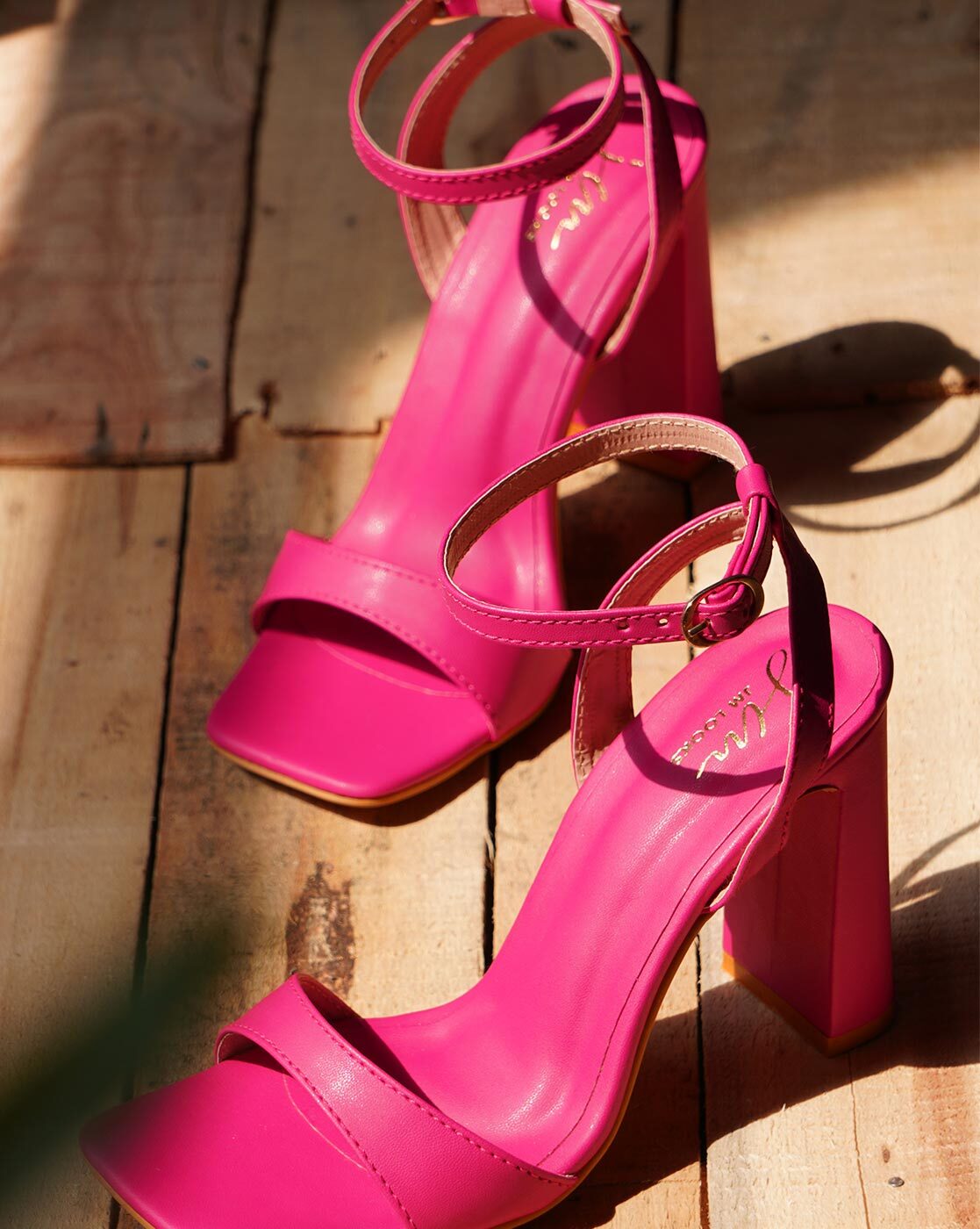 Fuschia pink sandals heels best sale