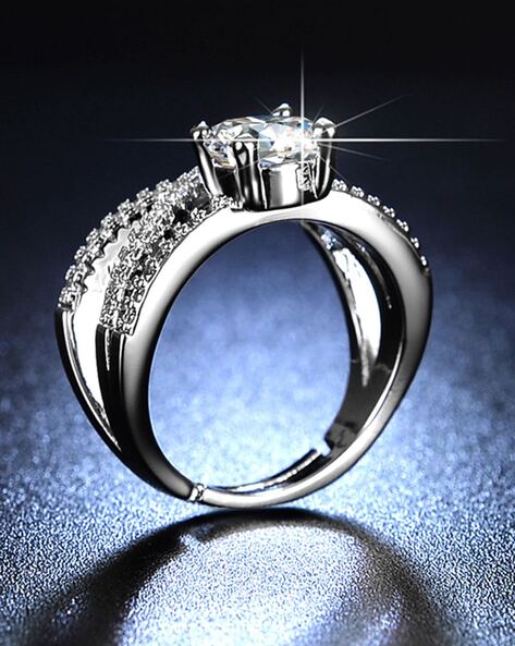 Gold/silver Toned Finger Rings White Stoned, Silver Rings, चाँदी की रिंग,  चांदी की अंगूठी - Beeline, Pune | ID: 2849614569497